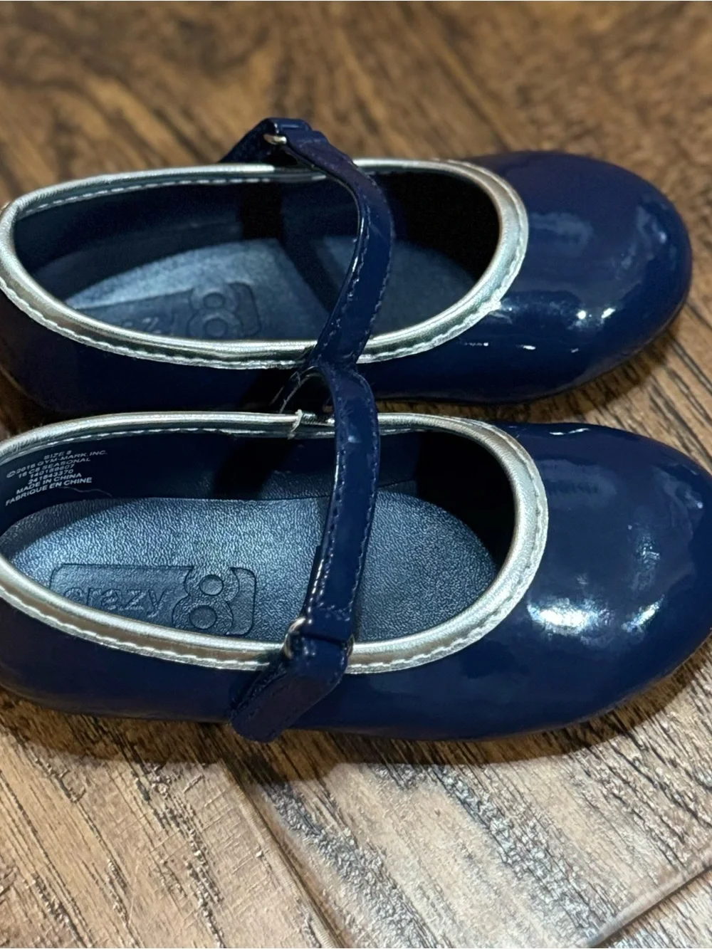 Crazy 8 Navy Patent Mary Jane Shoes with Silver Trim
